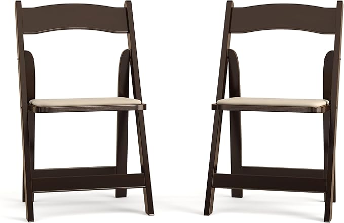 Flash Furniture 2 Pack HERCULES Series Fruitwood Wood Folding Chair with Vinyl Padded Seat
