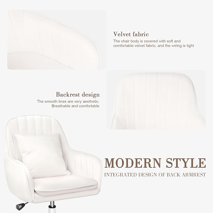 Cute Office Chair Home Computer Chairs Adjustable Task Chairs Modern Office Chair Makeup Chair 360° Swivel Computer Chair Mid Back Chair.