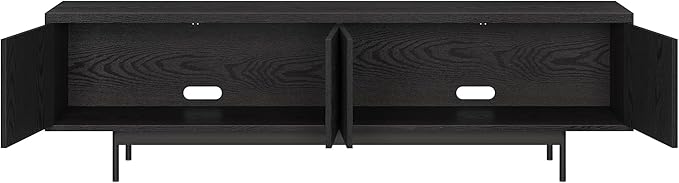 Henn&Hart Rectangular TV Stand for TV's up to 75" in Natural Black, for Home, Living Room, Bedroom, Entertainment Room, Office
