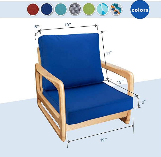 JMGBird Outdoor Chair Cushion Tufted Pillow, Deep Seat Outdoor Cushion Set 19"x19" Seat Cushions for Outdoor Furniture