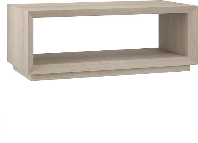 Henn&Hart 48" Rectangular Coffee Table with Open Storage Shelf for Living Room, Family Room, or Office, Alder White