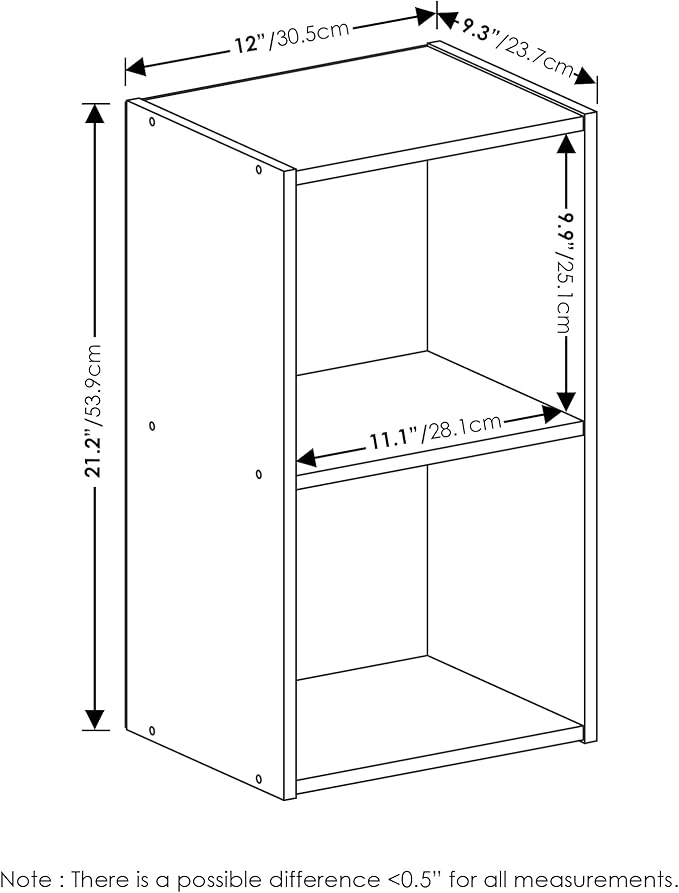 Furinno PASIR Book Shelf, 2-Tier Modern Bookshelf, Open Shelves Bookcase 9 x 12 x 21, for Living Room, Bedroom, Home Office, Green/White