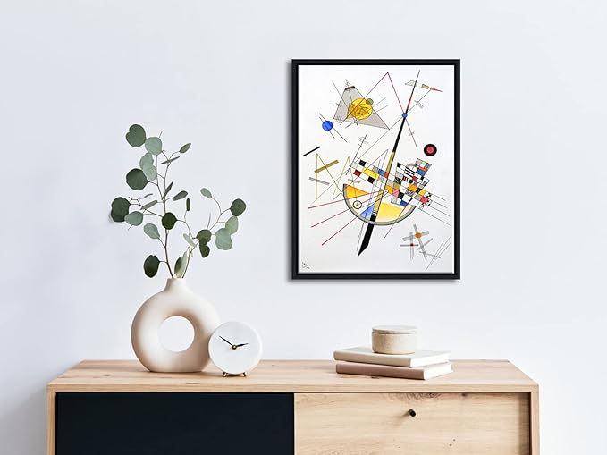 Wieco Art Framed Canvas Wall Art Delicate Tension #85, 1923 by Wassily Kandinsky Classic Famous Paintings Reproductions Canvas Wall Art for Home Office Decoration
