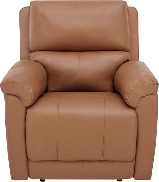 MINCETA Recliner Chairs,Modern 5" Wall Hugger Nursery Recliner with Overstuffed Arm and Back for Living Room,Set of 2,PU Leather in Brown
