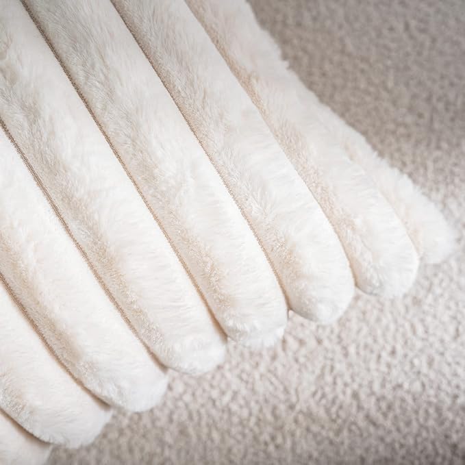 DEELAND Pack of 2,Double-Sided Faux Fur Plush Decorative Throw Pillow Covers Fuzzy Striped Soft Pillowcase Cushion Covers for Sofa Couch Bedroom Home, Cream White