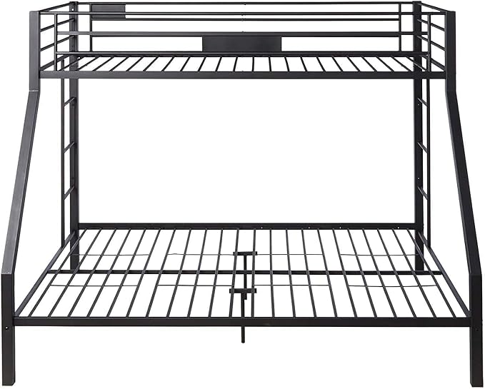 DOONREXS Industrial Style Heavy Duty Metal Queen Bunk Bed, Full XL Over Queen Size with Ladders and Guard Rail, Easy Assembly