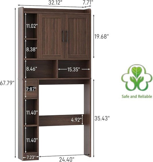 Over The Toilet Storage Cabinet, Farmhouse Storage Cabinet Over Toilet with Barn Door,Home Space-Saving Toilet Rack, for Bathroom, Restroom, Laundry