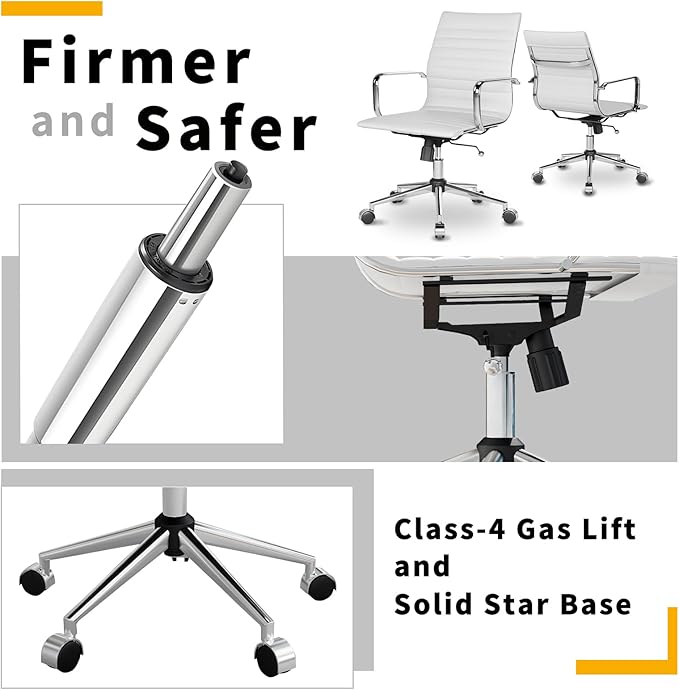 Chair, Desk Computer Chair ,with Armrests ,Ergonomic Office Chair for Home and Office, 17.32 x 22.83 x 35.43 inches, Multiple Colors (White)