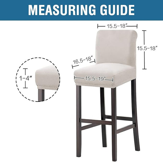 H.VERSAILTEX 100% Waterproof Bar Stool Cover Stretch Counter Stool Pub Chair Slipcover for Dining Room Removable Soft Thick Solid Fleece Fabric Bar Stool Slipcovers Set of 2, Ivory