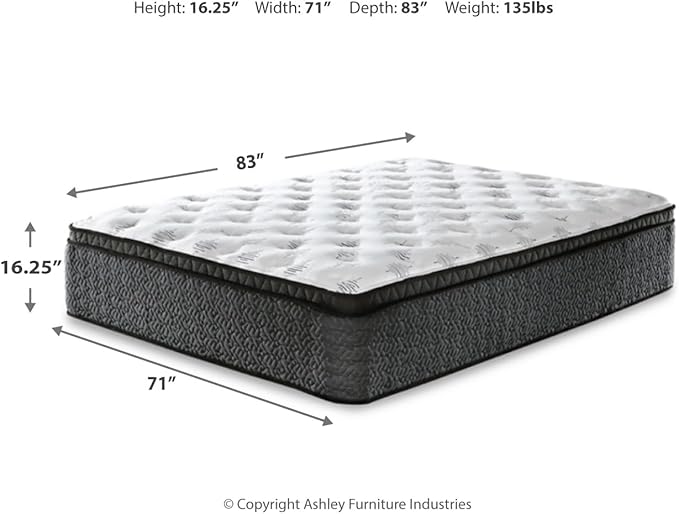 Signature Design by Ashley California King Size Ultra Luxury 16 Inch Hyper Cool Euro Top Hybrid Mattress with Cooling Gel Memory Foam, Fiberglass Free, Mattress In A Box