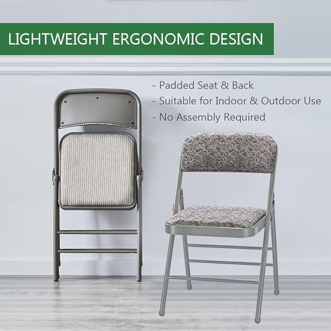 Amazing for less Pack of 4 (Fabric/Vinyl) Steel Frame Metal Foam Padded Folding Chairs (Black, Gray, White)