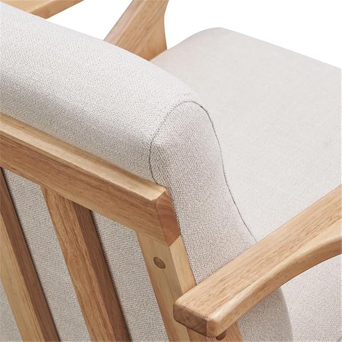 Zola Mid Century Modern Accent Chair Arm Chair, Living Room Furniture, Beige/Oak