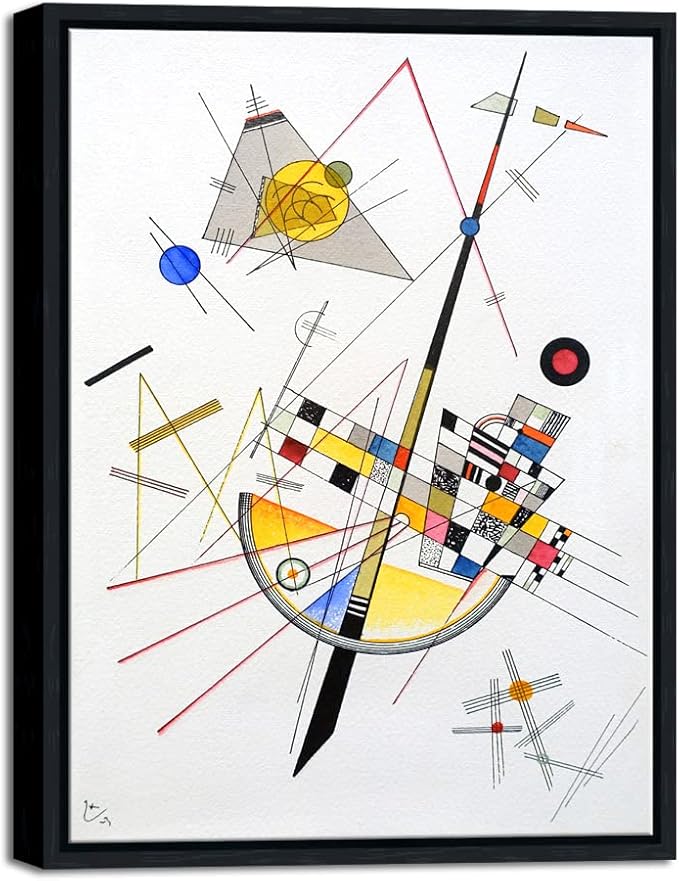 Wieco Art Framed Canvas Wall Art Delicate Tension #85, 1923 by Wassily Kandinsky Classic Famous Paintings Reproductions Canvas Wall Art for Home Office Decoration