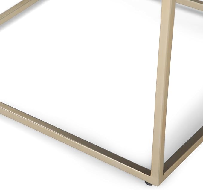 SIMPLIHOME Kline Modern 18 inch Wide Metal Accent Side Table in White, Gold for the Living Room and Bedroom