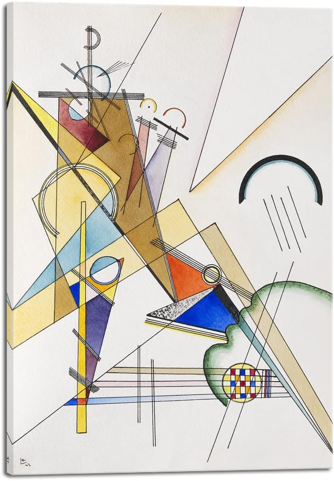 Wieco Art Canvas Prints Gewebe 1923 by Wassily Kandinsky Classic Art Reproductions Abstract Gallery Wrapped Canvas Wall Art for Living Room Home Decor and Wall Decorations