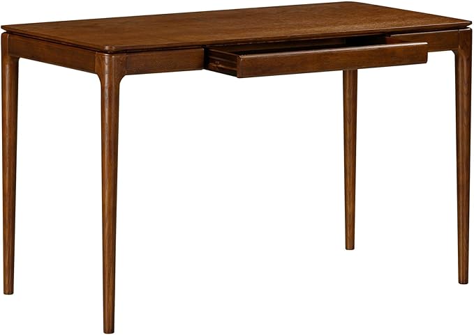 NTC Mingle Modern Wooden Rectangle Desk Table with Hidden Drawer – Waterproof & Heat Resistant, Dark Walnut