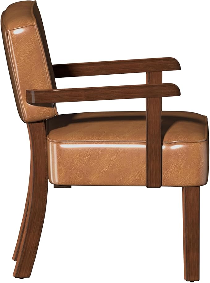 Accent Chair, PU Leather Living Room Chairs Oversized with Soft Seat and Armrests, Armchair for Bedroom, Dinning, Reading, Waiting Rooms (Leather Brown)
