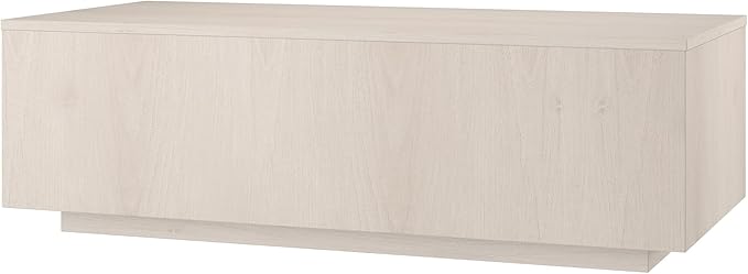 Henn&Hart 48" Rectangular Low-Profile Wood Coffee Table for Living Room, Family Room, or Office, Alder White