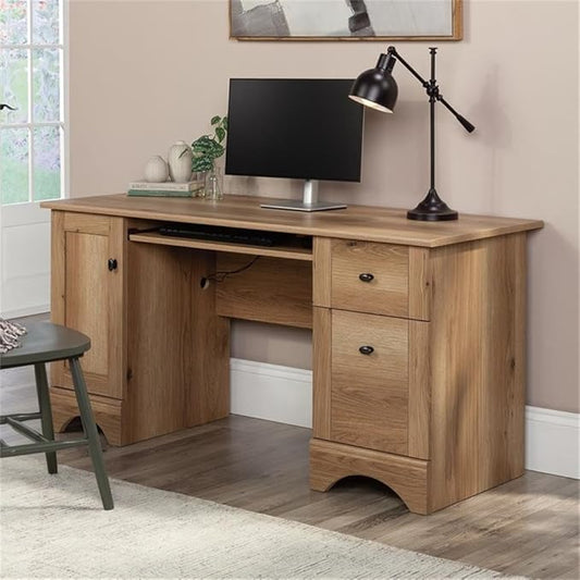 Sauder Miscellaneous Office Computer Desk with Drawers, Timber Oak Finish