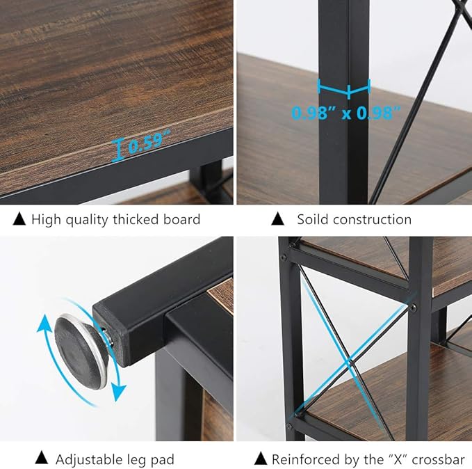 Tribesigns 12 Shelves Bookshelf, Industrial Ladder Corner Bookshelf 9 Cubes Stepped Etagere Bookcase, Rustic 5-Tier Display Shelf Storage Organizer for Home Office (Rustic Brown)