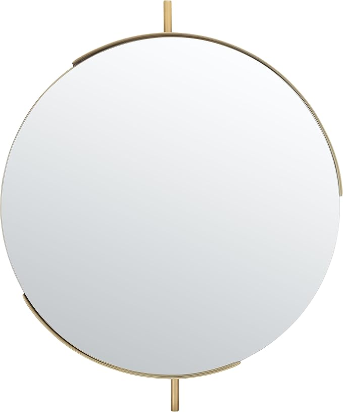 Safavieh Home Collection Orford Brass 30-inch Round Decorative Accent Wall Mirror for Bedroom Living Room Bathroom Entryway