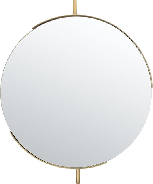 Safavieh Home Collection Orford Brass 30-inch Round Decorative Accent Wall Mirror for Bedroom Living Room Bathroom Entryway