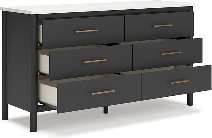 Signature Design by Ashley Cadmori Bohemian 6-Drawer Dresser with Safety Stop, Black & White