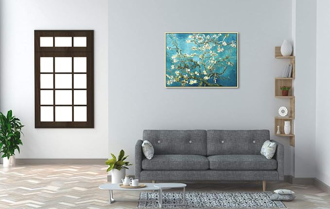 Wieco Art Framed Wall Art Giclee Canvas Prints of Almond Blossom by Vincent Van Gogh Paintings Reproduction Abstract Artwork for Wall Decor