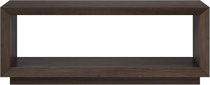 Henn&Hart 48" Rectangular Coffee Table with Open Storage Shelf for Living Room, Family Room, or Office, Alder Brown