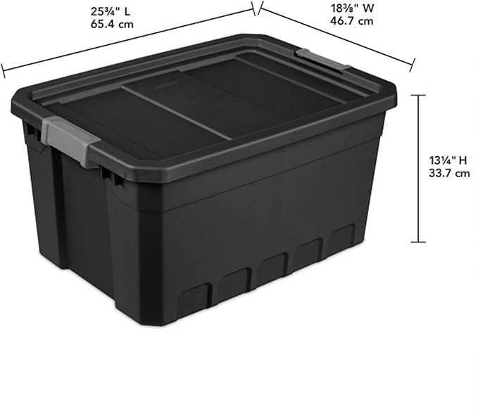 Sterilite 12-Pack Plastic Storage Bins with Lids, Stackable Containers, 19 Gallon, Black