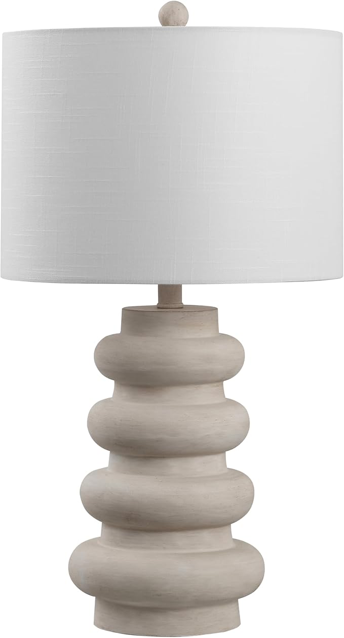 JONATHAN Y JYL5506A Juniper 26" Modern Minimalist Resin Stacked Ovoid LED Lamp for Living Room, Family Room, Dining Room, Bedroom, Hallway, Office, Antique White