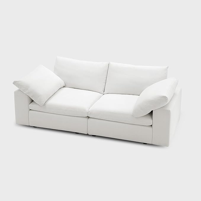 Modular Cloud Sofa, 78.7" Cloud Sectional Couches with Deep Seat,Oversized Loveseat Sofa for Living Room, Modern Comfy Couch with Washable Cover, Wide Armrest (White)