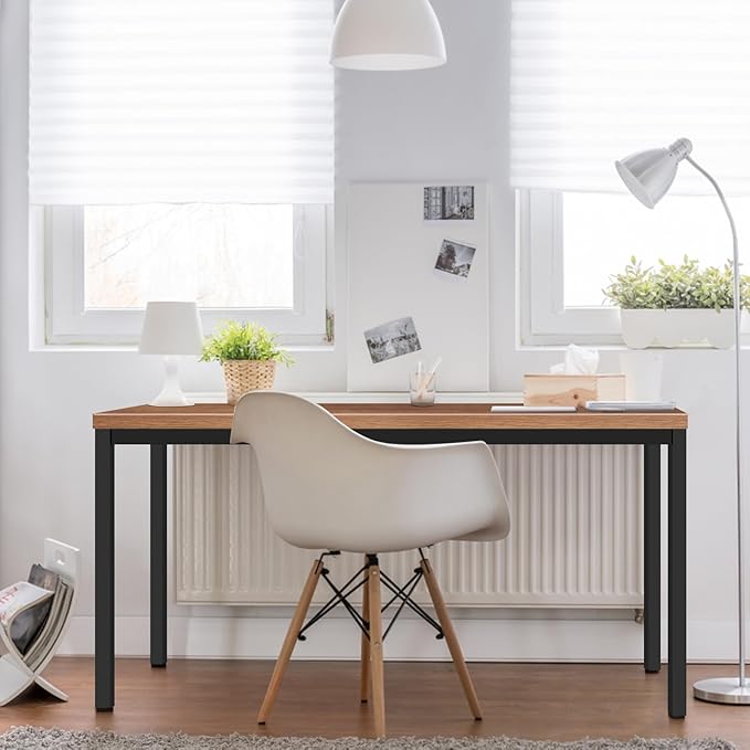 Modern Simple Style Computer Desk Standing Table 24x48 Inches Office Desk Computer Table Study Writing Desk Workstation for Home Office Black Metal Frame