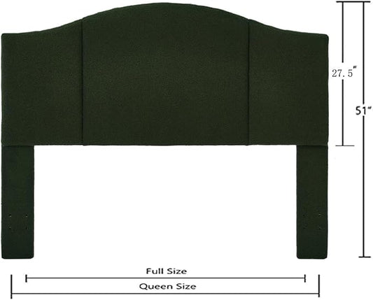 24KF Middle Century Upholstered Foldable Queen Headboard, Modern Boucle Teddy Fabric Headboard Queen/Full 6033-Q-Dark Green