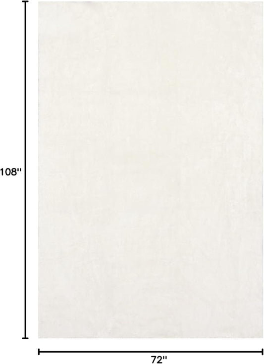 nuLOOM 6' x 9' Cozy Plush SuperiorWash Area Rug, Machine Washable, Non-Slip, Soft Fluffy Shag Carpet for Living Room Bedroom Kids Room Nursery Home Decor, Loni White
