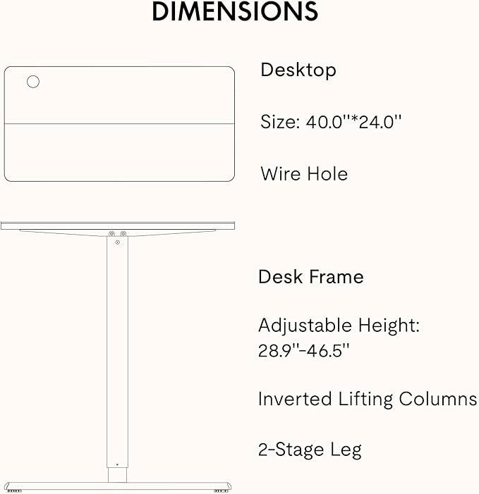 SANODESK Electric Standing Desk 40x24 Inch Height Adjustable Stand Up Desk Home Office Computer Workstation Sit Stand Home Office Desk with Splice Board (White Frame + White Top)