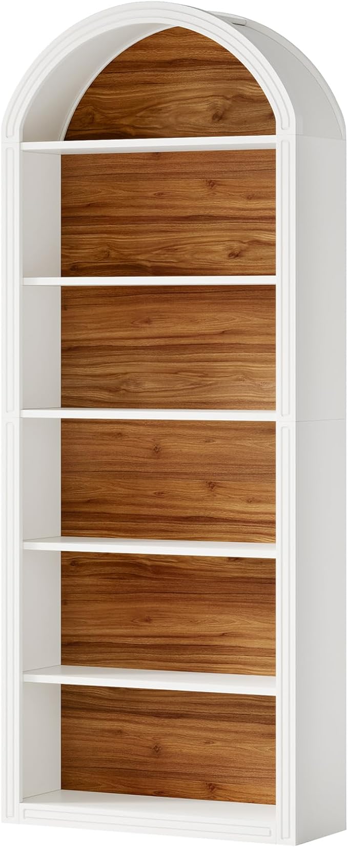 Tribesigns 77.16" Tall Arched Bookshelf, 6-Tier White Arched Bookcase with Storage Shelves for Living Room, Bedroom, Set of 2 (White, 6-Tier)