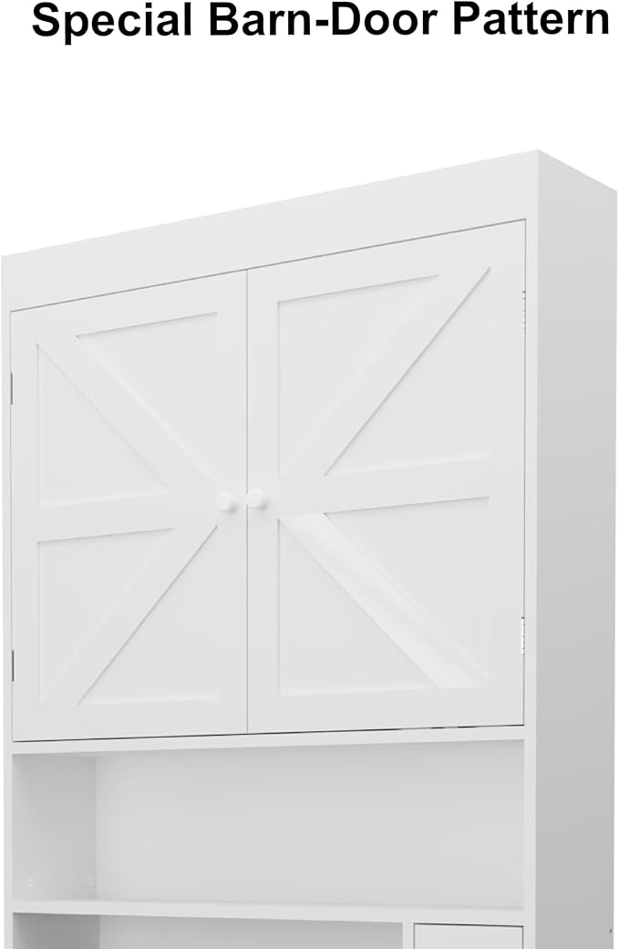 Over-The-Toilet Storage Cabinet with 2 Doors,Home Space-Saving Toilet Rack, Farmhouse Style for Bathroom, Restroom, Laundry