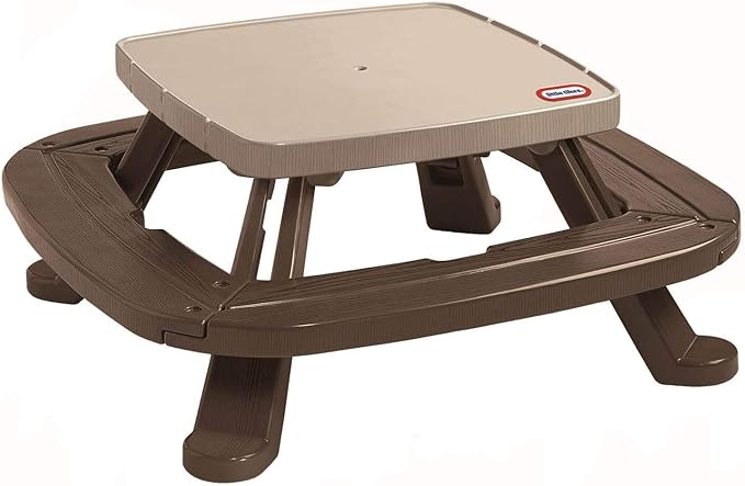 Little Tikes Fold 'n Store Picnic Table with Market Umbrella, Brown (632433M)