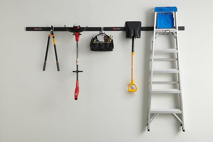 Rubbermaid Fasttrack Garage Storage Utility Hooks 7 Piece Black All in One Rail Hook Kit and Tool Organizer Heavy Duty for Home/Garage/Shed/Garden