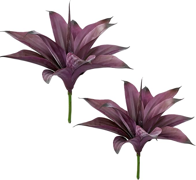 Fake Plants Artificial Agave Plants Indoor,UV Resistant Fake Agave Planters Outdoor Decorating Artificial Plants for Outdoors Decor Agave (2Pack,12.6'Purple) Spring Decorations for Home