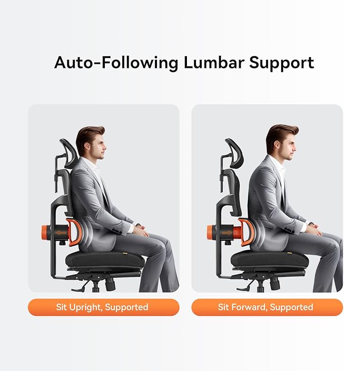 Newtral Ergonomic Office Chair with Fully Adaptive Lumbar Support, 136°Tilt Function, Computer Desk Chair with Soft 4D Armrest, Adjustable Headrest (Supreme Without Laptop Tray, Black)