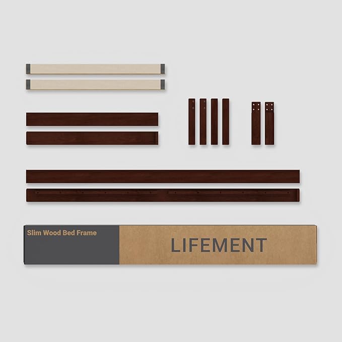 LIFEMENT Classic Wood Platform Bed Frame, Essential, Noise Free, Under Bed Storage, No Box Spring Needed, Easy Assembly (Walnut, Queen (U.S. Standard))