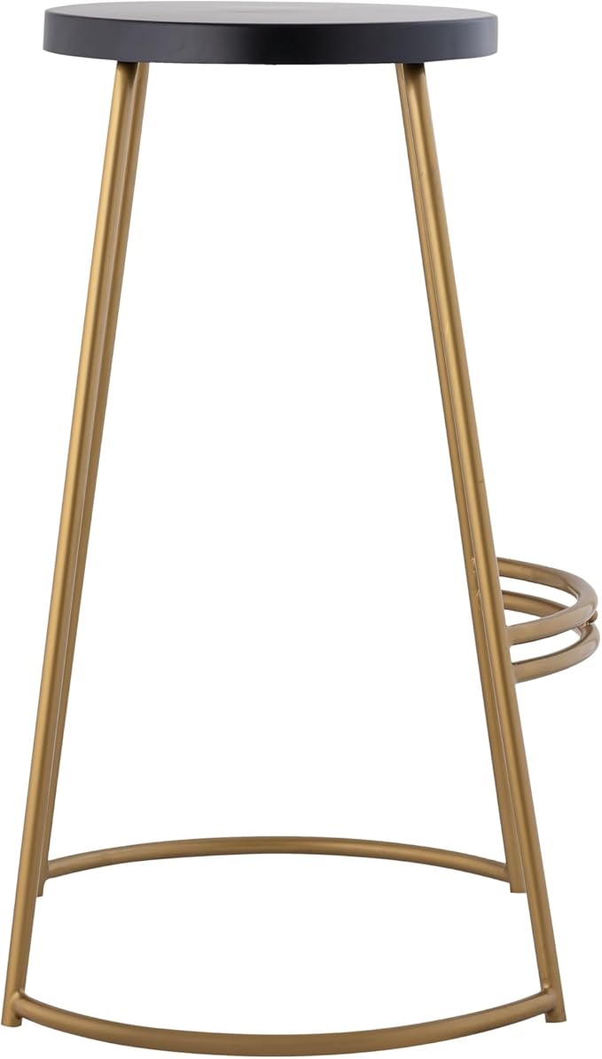 JONATHAN Y BSL1001A Hula 28.75" Modern Designer Iron Curved Backless Bar Stool for Home, Kitchen, Dining Room, Workspaces, Cafes and Resturants, Black Seat with Gold Frame