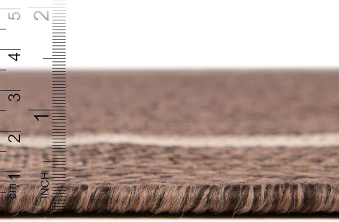 Unique Loom Outdoor Border Collection Area Rug - Soft Border (2' x 8' Runner, Brown/ Ivory)