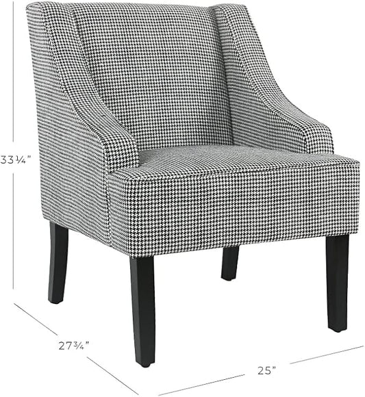 Homepop Home Decor | Upholstered Classic Swoop Arm Accent Chair | Accent Chairs for Living Room & Bedroom | Decorative Home Furniture, Black and White