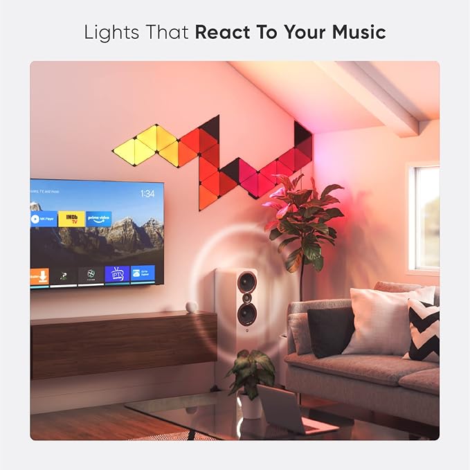 Nanoleaf Shapes WiFi and Thread Smart RGBW 16M+ Color LED Dimmable Gaming and Home Decor Wall Lights Smarter Kit