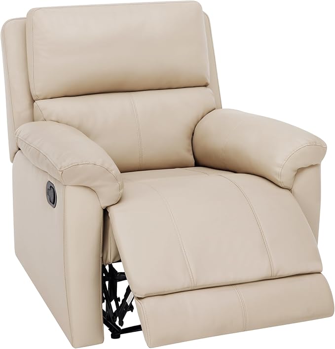 MINCETA Recliner Chairs,Modern Nursery Recliner 5" Wall Hugger Nursery Recliner with Overstuffed Arm and Back for Living Room,PU Leather in Khaki