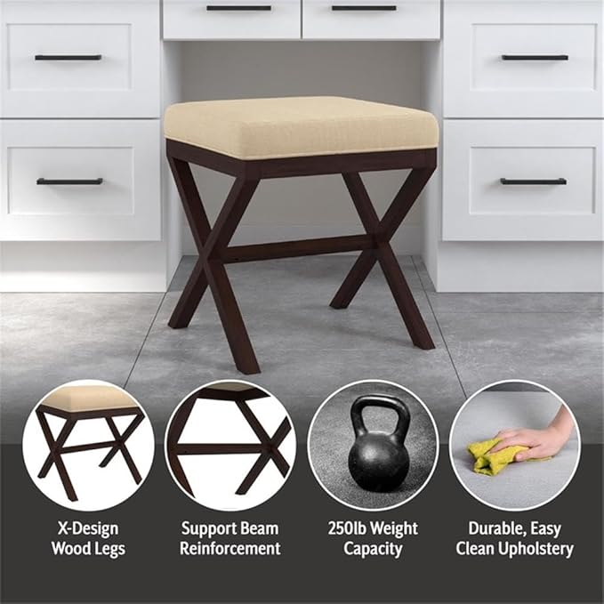 Hillsdale Morgan Upholstered Backless Vanity Stool for Make up Room or Bathroom, Espresso