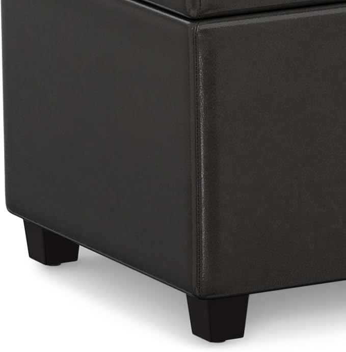 SIMPLIHOME Avalon 54 inch Wide Contemporary Rectangle Extra Large Storage Ottoman Bench in Tanners Brown Vegan Faux Leather, Assembled, for the Living Room, Entryway and Family Room